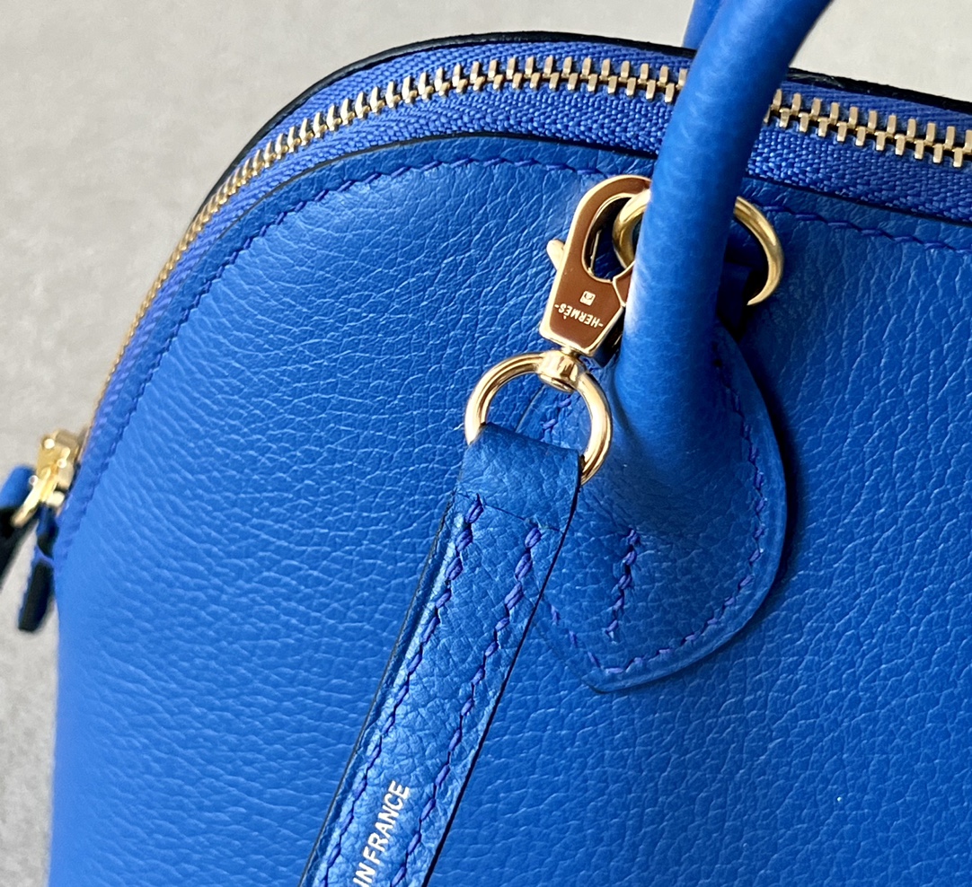 Hermes Bolide 1923 Mini Handbag Shoulder Bag In Blue Evercolor Leather